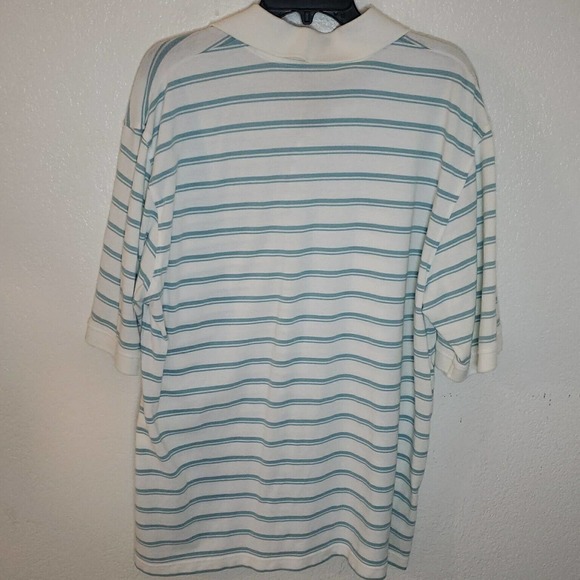 Scandia Woods Short Sleeve Pocket Polo Shirt Mens XLT Tall White Blue Striped - Picture 7 of 7